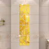 Pegatinas de pared de espejo de 4 piezas transfronterizas, pegatinas de pared de espejo decorativas de malla acrílica geométrica para sala de estar, dormitorio y pared de fondo de TV