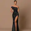 Vestido largo de hombros descubiertos con abertura para mujer, adelgazante y que realza la figura, con un estilo elegante y seductor, adecuado para el verano, vestido versátil