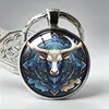 Série de Chaveiros Criativos de Design Popular Transfronteiriço Vaca com Rosa das Terras Altas em Relevo Pingente de Bolsa de Liga de Metal Pedra do Tempo