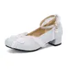 2024 Nuevos Zapatos de Capa Única con Hebilla de Volantes de Perlas Bordados Estilo Nacional Hanfu Cheongsam Zapatos de Tacón Medio 28-43 Zapatos de Comercio Exterior