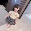 Traje de Verano a la Moda para Niña Elegante Falda JK Conjunto de Dos Piezas Estilo Universitario Solapa Manga Corta Falda Corta Verano Elegante