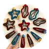 Pasador de Estrella Flockado para Niñas, Pinza de Pelo de Oso de Dibujos Animados para Niñas, Pinza de Estilo Coreano para Flequillo Lateral, Pinza para la Parte Trasera de la Cabeza para Niñas