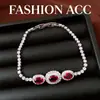 Pulsera con Cierre Ovalado de Circonita Transfronteriza Europea y Americana, Pulsera Versátil Exquisita y de Moda, Joyería de Lujo Ligero de Alta Gama al por Mayor