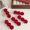 Rosa Orvalho Rosa Vermelha Flor Grampo de Cabelo Franja Lateral Cabelo Quebrado Grampo de Noivado Vestido de Noiva Adorno de Cabeça Feminino Clipe de Bico de Pato