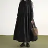 Vestido largo de otoño con cuello de encaje y manga larga para mujer, nuevo vestido largo de estilo artístico ajustado