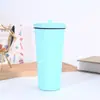Copo com Canudo de Aço Inoxidável 304 Portátil Grande Capacidade Copo de Café Montado no Carro Copo Térmico com Canudo Copo para Escritório