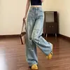 Jeans de cintura alta largos e rasgados estilo americano para mulheres, nova coleção primavera/outono 2026, modelagem que emagrece, caimento solto, retrô, calças retas compridas