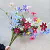 Novo Modelo de Flores Artificiais de Clematis de 7 Cabeças em Estoque, Arte Floral para Casa, Decoração de Corredor de Casamento, Enfeites Artificiais de Flores para Casa