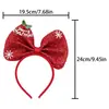 Faixa de cabeça de Natal com um laço grande, criando uma atmosfera festiva; adequado para adultos e crianças; Acessórios de cabelo de Natal para celebrações festivas; produto transfronteiriço