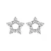 Brincos Pequenos de Estrela em Prata de Lei S925 Banhados a Ouro 18K com Zircônias Microcravejadas para Mulheres, Pequenos, Delicados e Versáteis, Unhas de Cartilagem Auricular de Alto Padrão