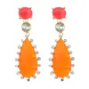 Pendientes ZA Transfronterizos Vintage Ecológicos de Contraste de Color Forma de Gota de Agua Geométricos de Resina Tachonados con Diamantes, Lujo Ligero Gama Alta para el Uso Diario Exquisitos Accesorios para Mujeres