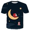 Nova Camiseta Masculina de Verão Novo Natal Transfronteiriça Manga Curta Impressão Digital 3D Papai Noel Manga Curta Atacado