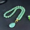Corrente de Suéter de Aventurina com Pedra Verde Tianshan e Pingente de Cabacinha de Aventurina Colar DIY Colar de Jade Aventurina para Mãe