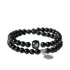 Pulseira de Obsidiana da Montanha Putuo para Atrair Riqueza para Mulheres, Pulseira Natural de Cristal de Camada Dupla, Contas Trazedoras de Fortuna, Presente Convidativo para Riqueza