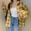 Camisas Xadrez Atacado para Mulheres, Design Estilo Coreano, Camisas Soltas Versáteis Retrô Primavera e Verão, Jaquetas Camada Interna com Proteção Solar
