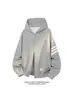 Sudadera con capucha y cremallera estilo retro americano con tres rayas, cárdigan para hombre, marca de moda versátil para otoño e invierno, chaqueta casual, top