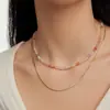 Collar de Piedra Natural Dopamina Lujo Ligero Nicho Cadena para Clavícula con Cuentas Libres de Color para Mujer Collar Simple de Gama Alta Joyería