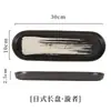 Prato de cerâmica estilo japonês transfronteiriço Prato retangular ocidental Prato plano longo oval Prato de assar Utensílios de mesa Prato de sushi japonês comercial