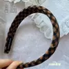 Nova Faixa de Cabelo de Outono com Estampa Xadrez e Bolinhas Cor Café com Leite Moda Versátil Estilosa Faixa de Cabelo de Esponja Acessório de Cabelo Retrô