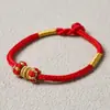 Pulsera Hecha a Mano de Hilo Rojo con Buda para la Riqueza y la Prosperidad, Regalo de Pareja para el Festival Qixi, Pulsera Auspiciosa de Protección para Mujeres