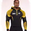 Camiseta con Capucha para Hombre de Fitness de Co-Marca UFC, Alta Elasticidad, Secado Rápido, Adelgazante, para Gimnasio, Entrenamiento de Levantamiento de Pesas y Carrera, Manga Larga