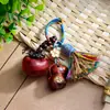 Colgante de Ciprés Tallado con Forma de Caqui para la Buena Fortuna, Llavero, Cadena para Teléfono, Accesorio para Bolso