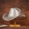 Chapéu de Cowboy Ocidental Novo Estilo Transfronteiriço com Lantejoulas e Strass Chapéu de Cabeça Grande de Alta Qualidade Chapéu de Palco para Festa Masculino e Feminino