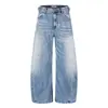 Pantalones Curvos de Mezclilla Lavada Degradada para Hombre, Estilo Callejero Punk Vintage, Diseño Único de Bolsillo, Pantalones de Pierna Ancha Distintivos