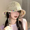 Sombrero de Sol, Estilo Pastoral, Sombrero de Sol de Encaje Hecho a Mano, Protección Solar para Exteriores en la Playa, Viajes, Sombrero de Paja Plegable, Transpirable