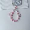 Cadena para Teléfono Móvil con Cuentas Dobles de Sakura Cat de Shumei, Cuentas Pintadas a Mano, Llavero para Coche, Colgante, Accesorios para Bolsa de Audífonos