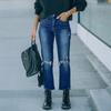 Venda Direta de Fábrica Spot Comércio Exterior Atacado Jeans Rasgado Feminino Emagrecedor Cintura Alta Calça Cigarrete Calças Retas