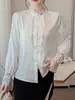 Camisa Vintage de Diseño Europeo y Americano Transfronteriza de Amazon con Botones para Mujer, Nueva Camisa Bordada Estilo Chino con Cuello Mao