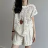 Traje Casual Ligero de Lujo para Verano, Petite, Diseño Estilo Occidental Delgado para Mujer, Conjunto de Dos Piezas con Top Hueco y Shorts