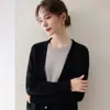 Cárdigan de cachemira de estilo Old Money, cuello redondo, bloques de color, aspecto de dos piezas, suéter de punto suelto para mujer, jersey de otoño/invierno