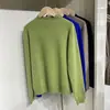 Suéter de Cachemir para Mujer Cuello Semi Alto Capa Interior Sin Costuras Manga Larga Capa Base Mujer Otoño Invierno Nuevo Estilo Suéter de Punto Azul Klein