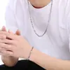 Estilo Minimalista Diseño de Nicho Pulsera de Acero de Titanio de Gama Alta Cadena Biselada de Moda Collar Joyería para Hombres y Mujeres