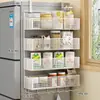 Estante de Almacenamiento Lateral para Refrigerador Estante para Suministros de Cocina Estante Colgante de Pared Lateral Multicapa para Botellas de Especias Película Adhesiva Sin Perforaciones