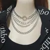 Joyería transfronteriza europea y americana anillo de aleación de diamante colgante collar de mujer multicapa metal cadena de clavícula creativa