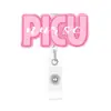 Insignia para Personal Médico con Brillo, Texto en Inglés, Portaid Retráctil, Colgante Decorativo, Iniciales, Pergamino Retráctil