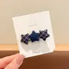 Pinza para el Cabello de Cuadros y Estrellas de Gama Alta Estilo Coreano para Mujer, Suave con el Cabello, Pinza Lateral para la Frente, Elegante Accesorio para Flequillo y Cabello