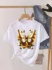 Camiseta de Verão Feminina Estampada de Manga Curta Moda Roupas Camiseta Gráfica Flores em Aquarela Roupas Fofas Casual Feminina T