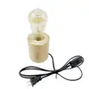 Soporte de lámpara de escritorio de madera maciza E27 rosca para cabezal de lámpara base para bombilla con cable con interruptor estudio dormitorio iluminación creativa DIY