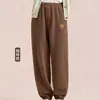 Calça de pijama de flanela coral para casais, espessa e forrada com fleece, calça de casa quente para mulheres, pode ser usada fora, par único, para outono e inverno