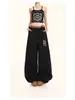 Pantalones Deportivos de Felpa Estilo Retro Americano con Estampado de Leopardo Bordado Empalmados de Media Luna para Mujer Modernos Holgados para Baile Jazz Deportes Pierna Ancha