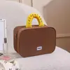 Bolsa de Maquillaje Estilo Ins, Neceser de Cuadros de Aspecto Elegante, Bolsa de Viaje, con Compartimentos, Multifuncional, Gran Capacidad, Se Puede Colgar en la Pared