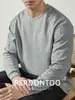 Toque Suave de NuvemAlgodão Dupla Face Costura Tridimensional Silhueta Camiseta Básica Gola Redonda, Camiseta Respirável de Manga Longa para Homens na Primavera e Outono