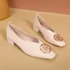 2026 Nuevos Zapatos Retro de Cuadrado para Mujer Estilo Chino Verde, Zapatos de Tacón Grueso de Boca Baja de una Sola Pieza, Zapatos Suaves de Suela para Mamá