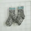 Z089 Calcetines para Niños al por Mayor Calcetines con Puño Rayado Lisos de Primavera y Verano Calcetines Lisos Sencillos de Algodón para Niños y Niñas