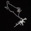 Estilo Japonés y Coreano Marca ins Divertido Gracioso Colgante de Pistola Collar Chica Genial Hip Hop Personalidad Subfusil Collar Corto