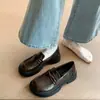 Mocasines de plataforma para mujer para hotel y oficina, zapatos de cuero negros sin cordones de suela gruesa, zapatos de trabajo de suela blanda que aumentan la altura